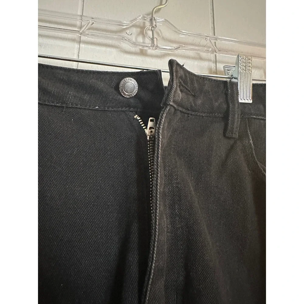 Pretty Little Thing Black Denim Split Hem Wide Leg Jeans Size‎ 12 NWT